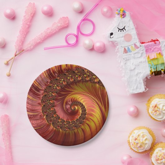 Abstract Fiery Spiral Fractal Papieren Bordje (Feest)