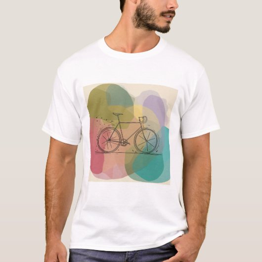 Abstract Fiets Grafisch Wit T-Shirt (Voorkant)