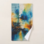 Abstract filmisch |"Blauw & Sinaasappel Bad Handdoek (Handdoek)