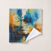 Abstract filmisch |"Blauw & Sinaasappel Bad Handdoek (Wasdoekje)