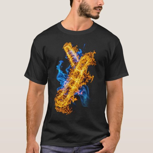 Abstract Fire Ice Elemental Magic Clash Gamer T-shirt (Voorkant)
