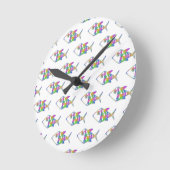 Abstract Fish Pattern Ronde Klok (Hoek)