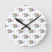 Abstract Fish Pattern Ronde Klok (Voorkant)