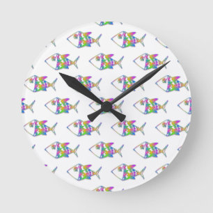 Abstract Fish Pattern Ronde Klok