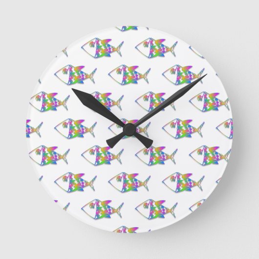 Abstract Fish Pattern Ronde Klok (Voorkant)