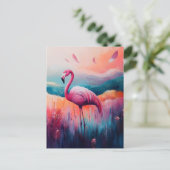 Abstract flamingo olieverfschilderij briefkaart (Staand voorkant)