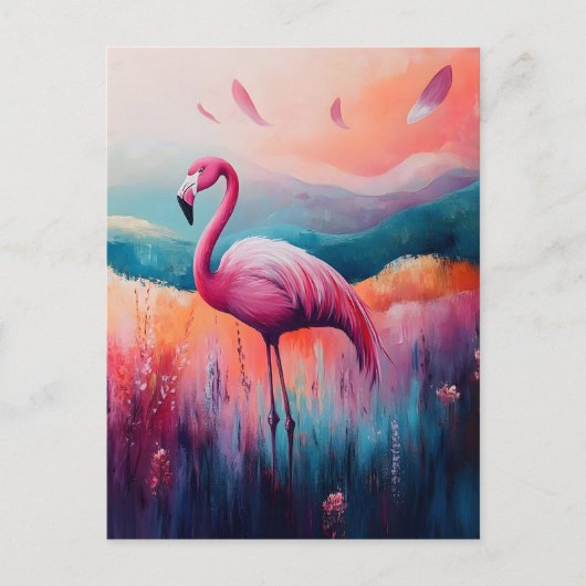 Abstract flamingo olieverfschilderij briefkaart (Voorkant)