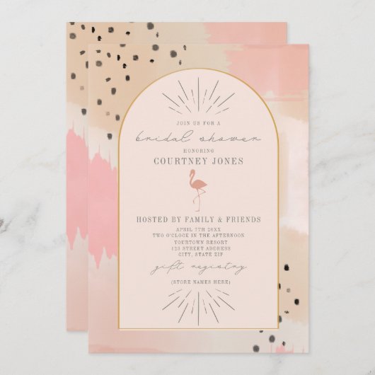 Abstract Flamingo Roze Vrijgezellenfeest Kaart (Voorkant / Achterkant)