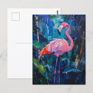 Abstract flamingoschilderij briefkaart