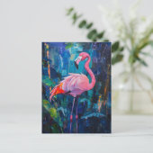 Abstract flamingoschilderij briefkaart (Staand voorkant)