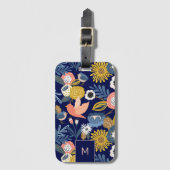  Abstract flessenpatroon en vogelpatroon Bagagelabel (Voorkant (verticaal))