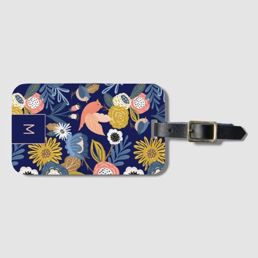  Abstract flessenpatroon en vogelpatroon Bagagelabel (Voorkant (horizontaal))