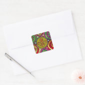 Abstract Fleur De Lis Tegel mozaïek Kleurrijk Vierkante Sticker (Envelop)