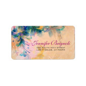 Abstract Floral Background Blue en beige Label (Voorkant)