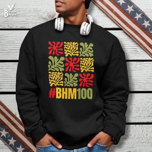 Abstract Floral BHM 100 Years Black History Month Trui