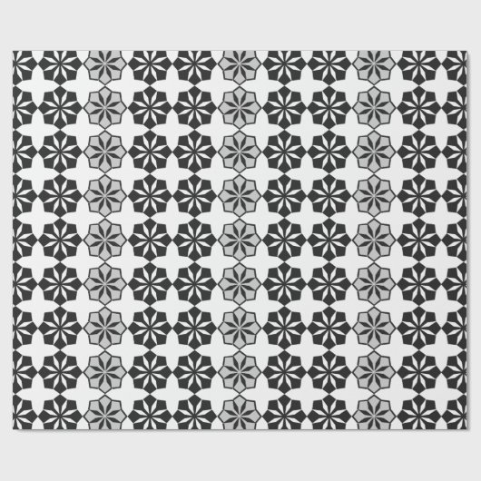 Abstract Floral Black en White Pattern Cadeaupapier (Vlak)