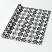 Abstract Floral Black en White Pattern Cadeaupapier (Uitgerold)