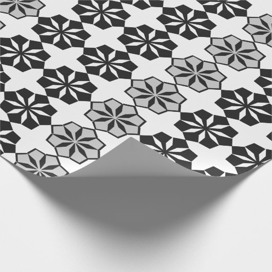Abstract Floral Black en White Pattern Cadeaupapier (Hoek)