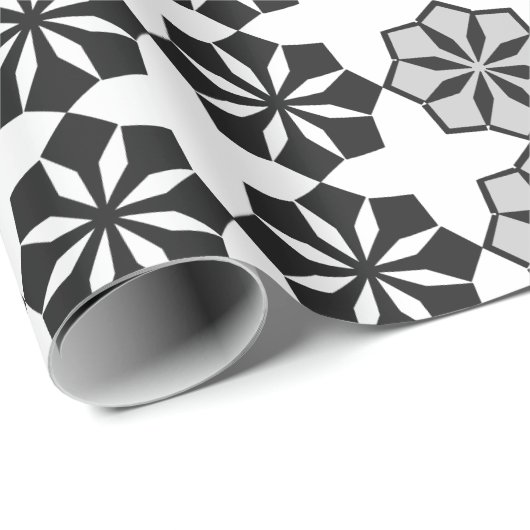 Abstract Floral Black en White Pattern Cadeaupapier (Rol Hoek)