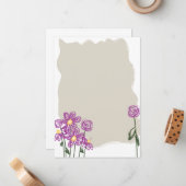 Abstract Floral Briefpapier Notitiekaartje (Voorkant / Achterkant in situ)