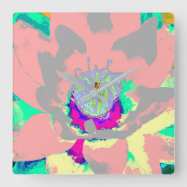 Abstract floral clock vierkante klok