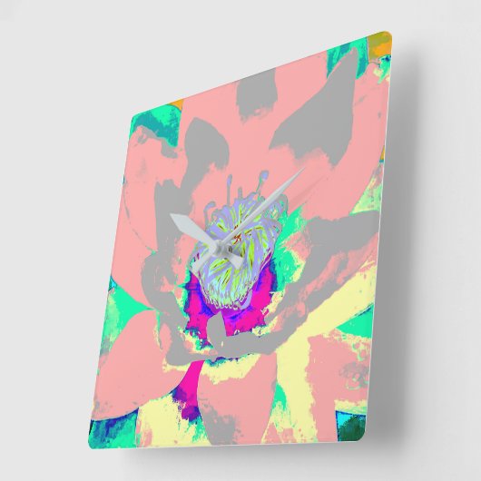 Abstract floral clock vierkante klok (Hoek)