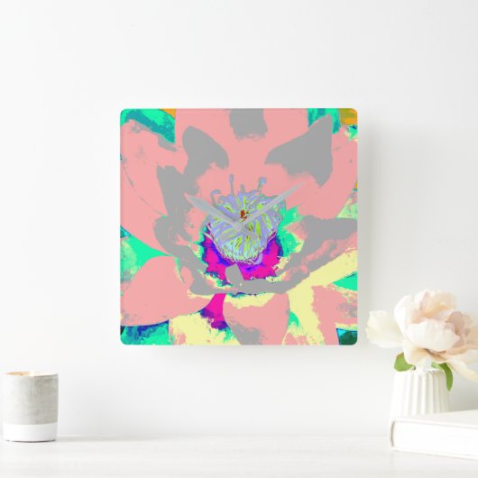 Abstract floral clock vierkante klok (Huis)
