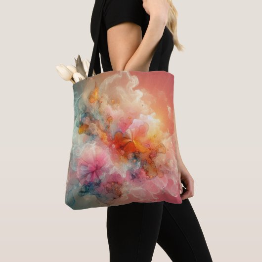 Abstract Floral Cloud Ink Landscape Tote Bag (Dichtbij)