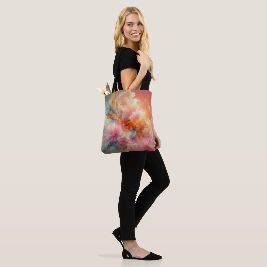 Abstract Floral Cloud Ink Landscape Tote Bag (Op model)