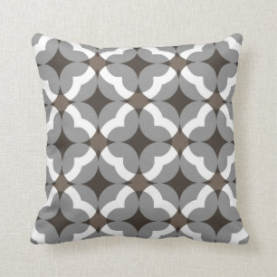 Abstract Floral Clover Patroon in Taupe en Grey Kussen
