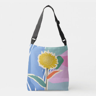 Abstract Floral Dandelion Color Blocks Modern  Crossbody Tas