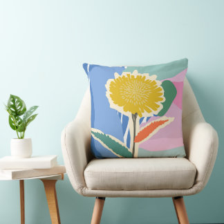 Abstract Floral Dandelion Color Blocks Modern  Kussen