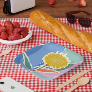 Abstract Floral Dandelion Color Blocks Modern  Papieren Bordje