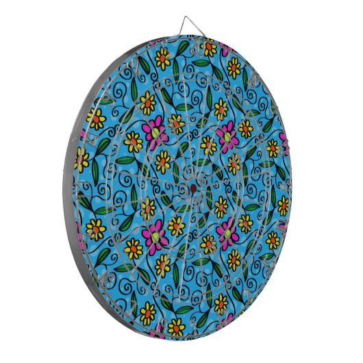 Abstract Floral Dart Board Dartbord (Voorkant Links)
