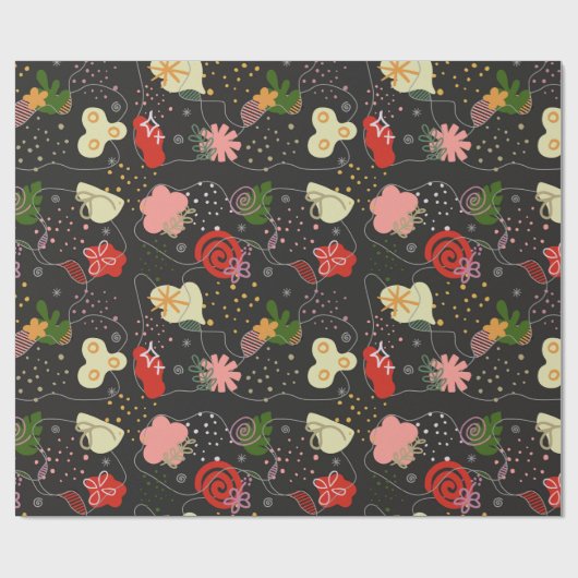 Abstract Floral Doodle Cadeaupapier (Vlak)