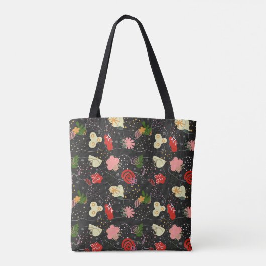 Abstract Floral Doodle Tote Tote Bag (Achterkant)