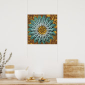 Abstract Floral Earth Tone Poster (Keuken)