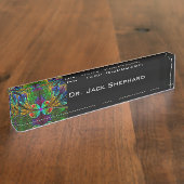 Abstract Floral Glas in lood Patroon Naambordje (Zijkant)