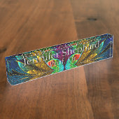 Abstract Floral Glas in lood Patroon Naambordje (Zijkant)