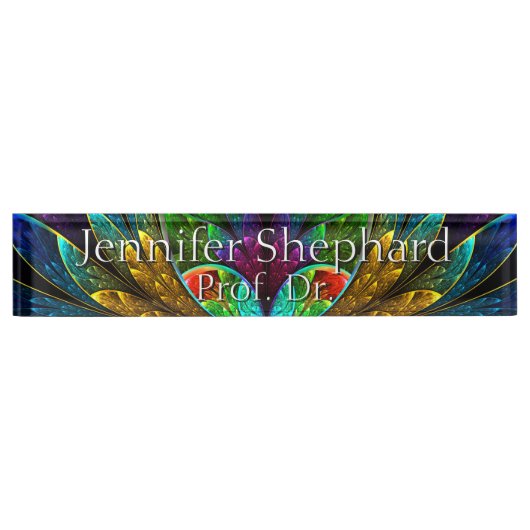 Abstract Floral Glas in lood Patroon Naambordje (Voorkant)