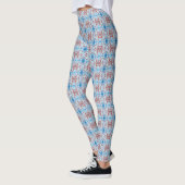 Abstract Floral Graphic Pattern Blue en Red Leggings (Links)
