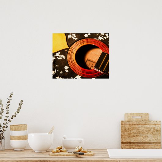 Abstract Floral Guitar Poster (Keuken)