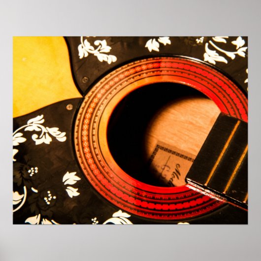 Abstract Floral Guitar Poster (Voorkant)