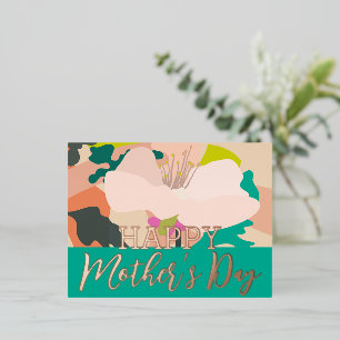 Abstract Floral Happy Moeders Day Real Gold Folie Feestdagen Briefkaart