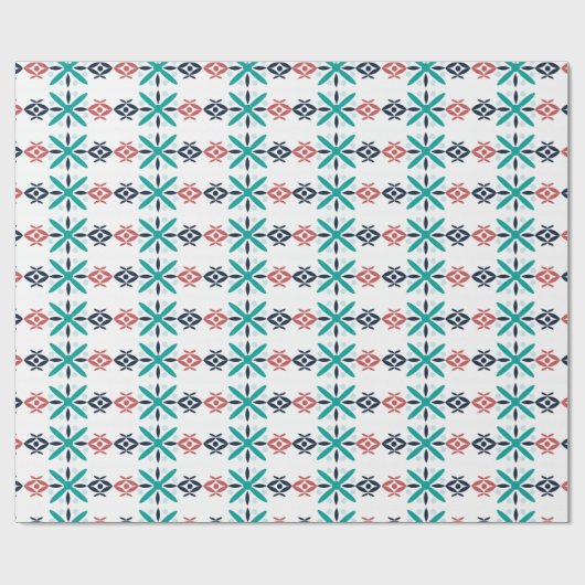 Abstract Floral Holiday Pattern Blue Cadeaupapier (Vlak)