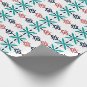 Abstract Floral Holiday Pattern Blue Cadeaupapier (Hoek)