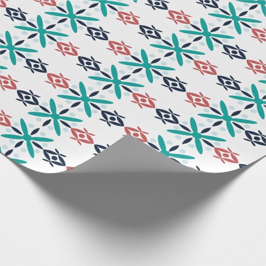 Abstract Floral Holiday Pattern Blue Cadeaupapier (Hoek)
