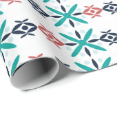 Abstract Floral Holiday Pattern Blue Cadeaupapier (Rol Hoek)