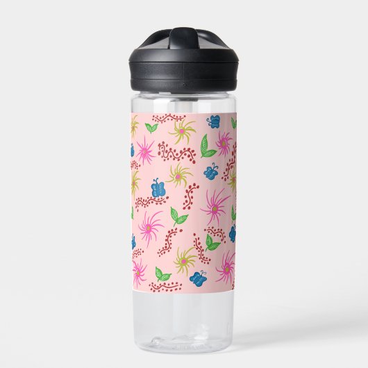 Abstract Floral Mandala Pattern Design red Waterfles (Voorkant)