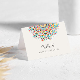 Abstract Floral Mandala Wedding Place Card Kaart